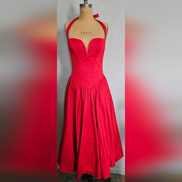 House CB Red Halter Midi Dress Size M Plus Cup - Picture 2 of 6